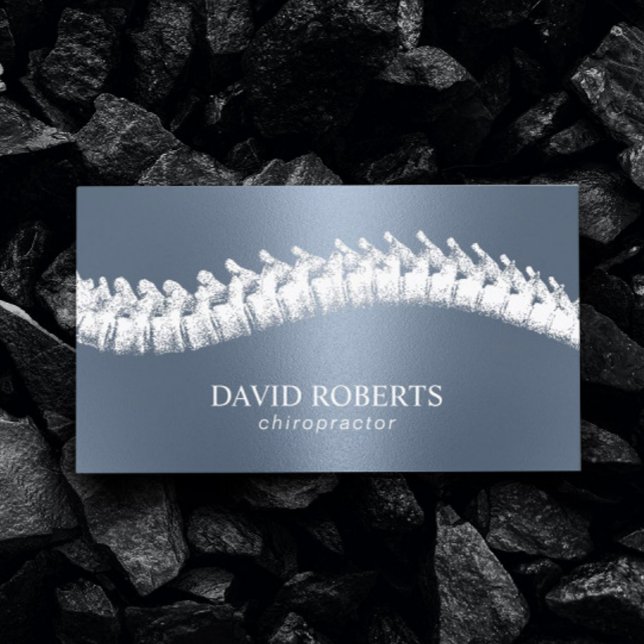 Chiropractor Chiropraktic Spine Therapy Dusty Blue Visitkort (Skapare uppladdad)