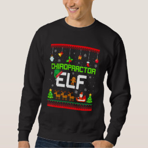 Chiropractor Elf Funny Chiro Chiropraktic Ugly Xma Lång Ärmad Tröja