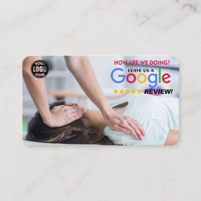 Chiropractor Google-granskningsmall med QR - Visitkort (Framsida)