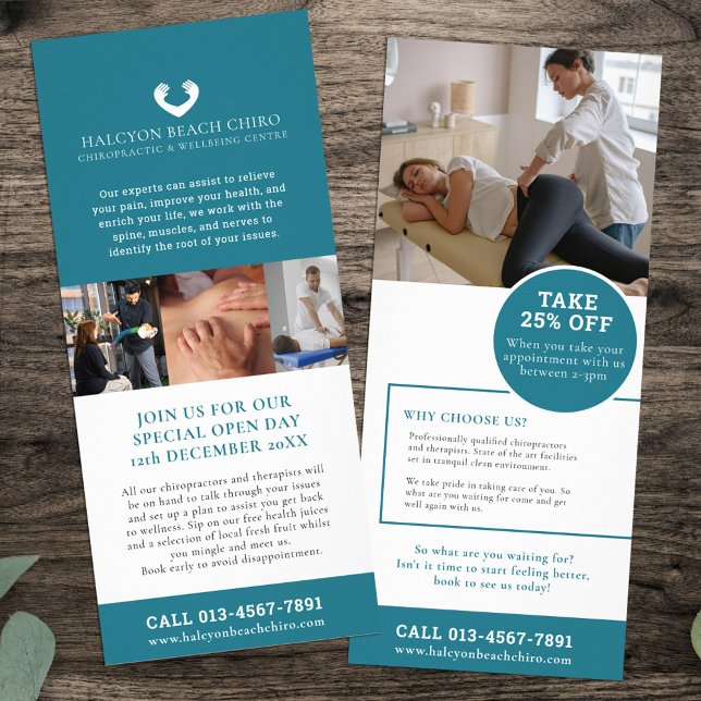 Chiropractor hälsa-säljfrämjande marknadsföring te reklamkort (Skapare uppladdad)