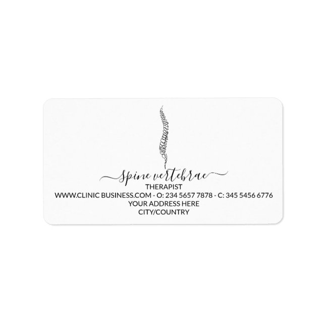 Chiropractor Licensed Massage Therapist Adressetikett (Framsidan)