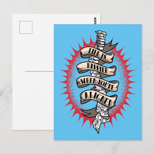 Chiropractor Life är lyckligare när du är i linje Vykort (Fram/baksida)