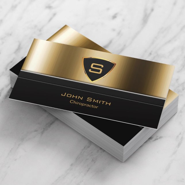 Chiropractor-massage Therapist Royal Guld Shield Visitkort (Skapare uppladdad)