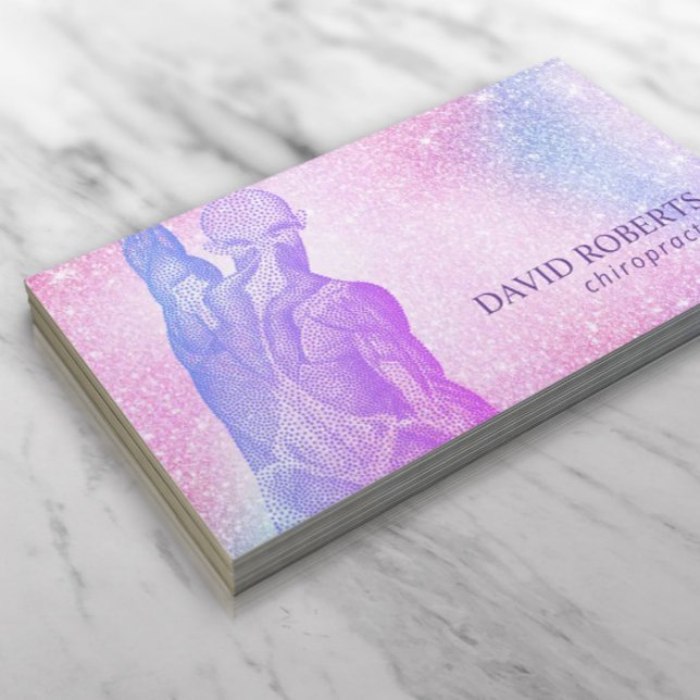 Chiropractor-massage Therapy Spa Unicorn Glitter Visitkort (Skapare uppladdad)
