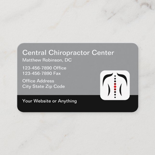 Chiropractor Medical Business Cards Spine Theme Visitkort (Framsida)
