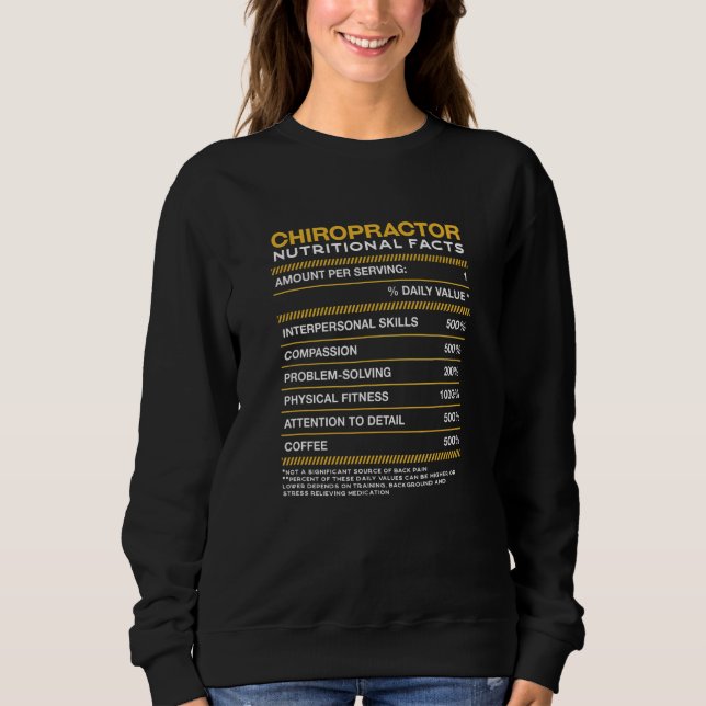 Chiropractor Nutrition Facts Chiropraktic T Shirt (Framsida)