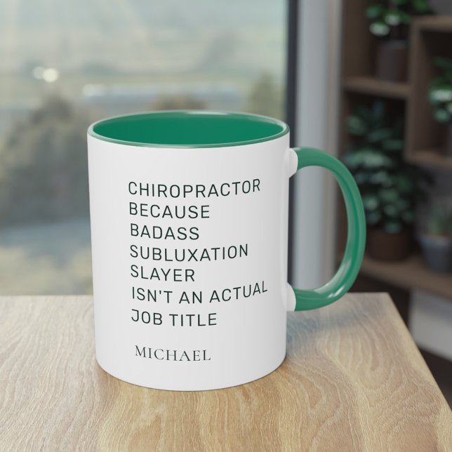 Chiropractor på grund av Anpassningsbarna för subl Mugg (Chiropractor Green White Coworker Custom Coffee Mug)