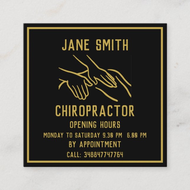 Chiropractor-Professionell Fyrkantigt Visitkort (Framsida)