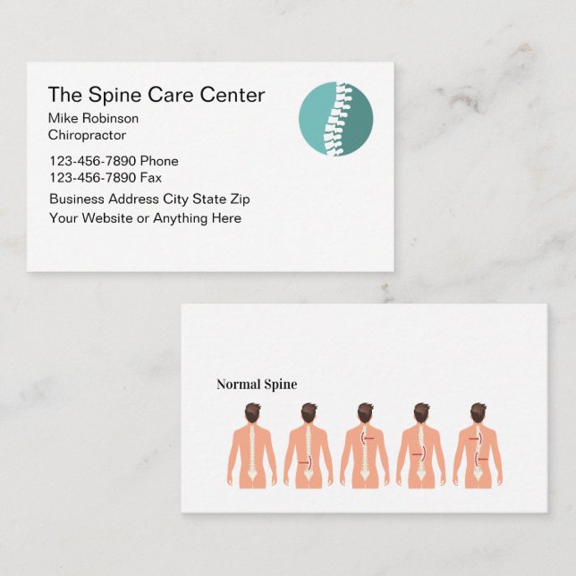 Chiropractor Spine Graphics Theme Visitkort (Fram/baksida)