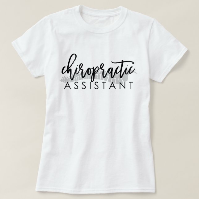 Chiropraktic Assistant-skript med spine T-Shirt (Design framsida)