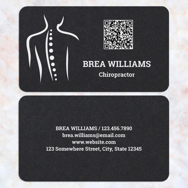 Chiropraktic Chiropractor- massageterapi QR Visitkort (Chiropractor Massage Therapist QR Business Cards)