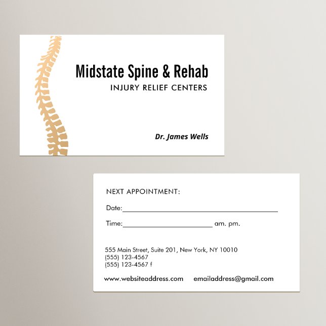 Chiropraktic Chiropractor Möte påminnelse Buss Visitkort (Skapare uppladdad)