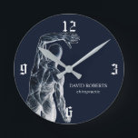Chiropraktic Navy Blue Anatomy Chiropractor Rund Klocka<br><div class="desc">Chiropraktic Chiropractor Navy Blue Anatomy Clocks.</div>