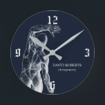 Chiropraktic Navy Blue Anatomy Chiropractor Rund Klocka<br><div class="desc">Chiropraktic Chiropractor Navy Blue Anatomy Clocks.</div>