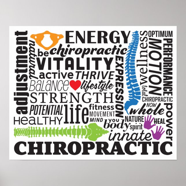 Chiropraktic Ord och Inslag Collage Poster (Framsidan)