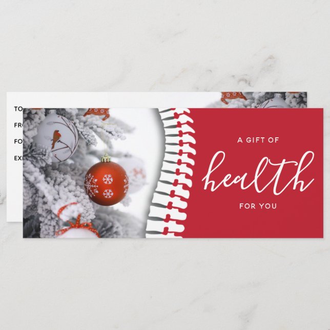 Chiropraktic Red Spine Helgdag Gift Certificate (Fram/baksida)