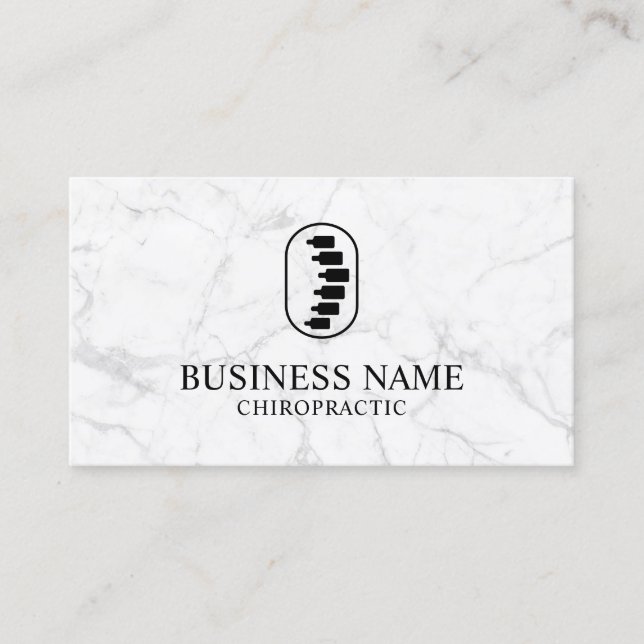 Chiropraktic Spine Logotyp Chiropractor Marble Visitkort (Framsida)