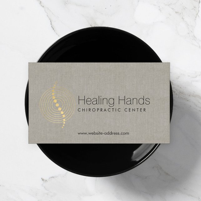 Chiropraktik Abstrakt Guld Circles Logotyp på Line Visitkort (Skapare uppladdad)