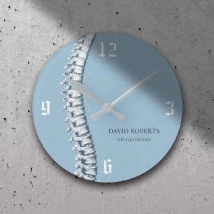 Chiropraktik Chiropractor Spine Anatomy Art Blue Rund Klocka