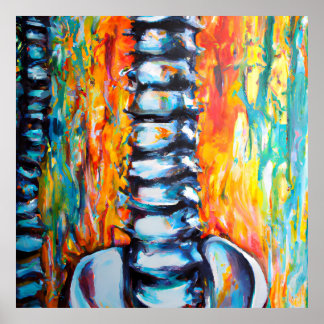 Chiropraktisk utskrift: Abstrakt Oil Stil Spine Pr Poster
