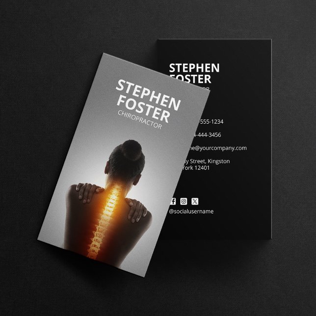 Chiropraktor massage Therapist Spine Adjust Black Visitkort (Skapare uppladdad)