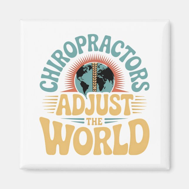 Chiropraktorer Justera World Retro Design Magnet (Framsidan)