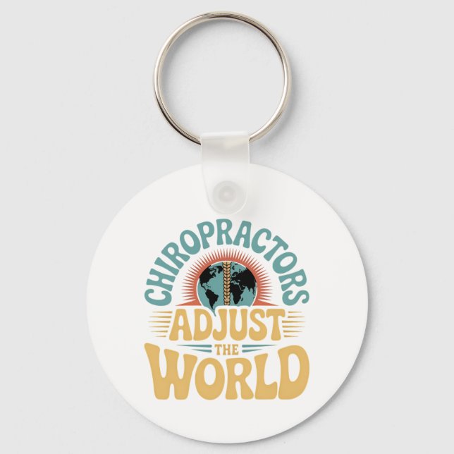 Chiropraktorer Justera World Retro Design Nyckelring (Framsida)