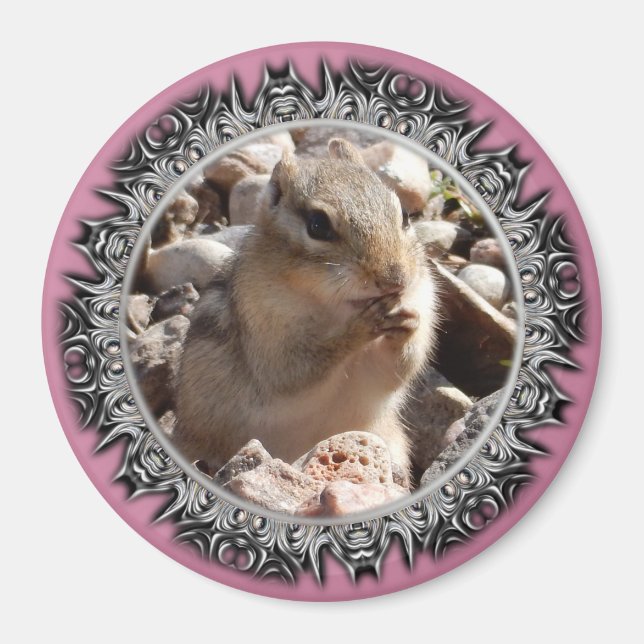 Chirpy Chipmunk Magnet (Bladed Gräns) (Framsidan)