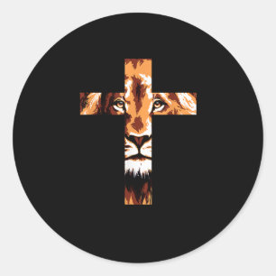 Chirstian Kor Lejon Judah Jesus Gud Faith Runt Klistermärke