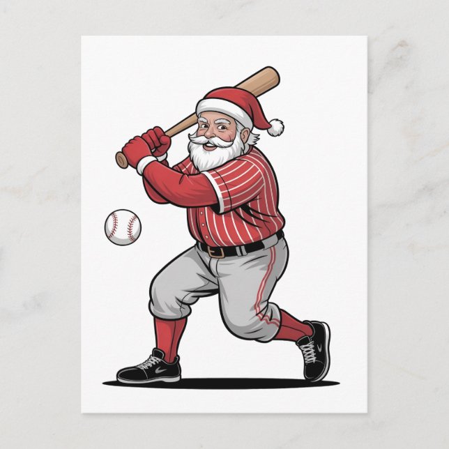 Chirstmas Baseball Spelar Jultomten Sport Meddelande Vykort (Framsida)