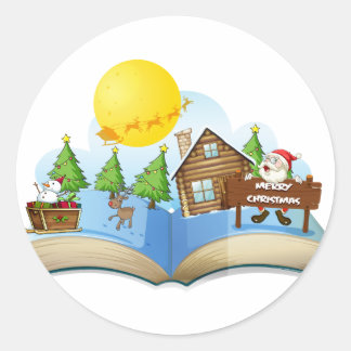 Chirstmas bok runt klistermärke