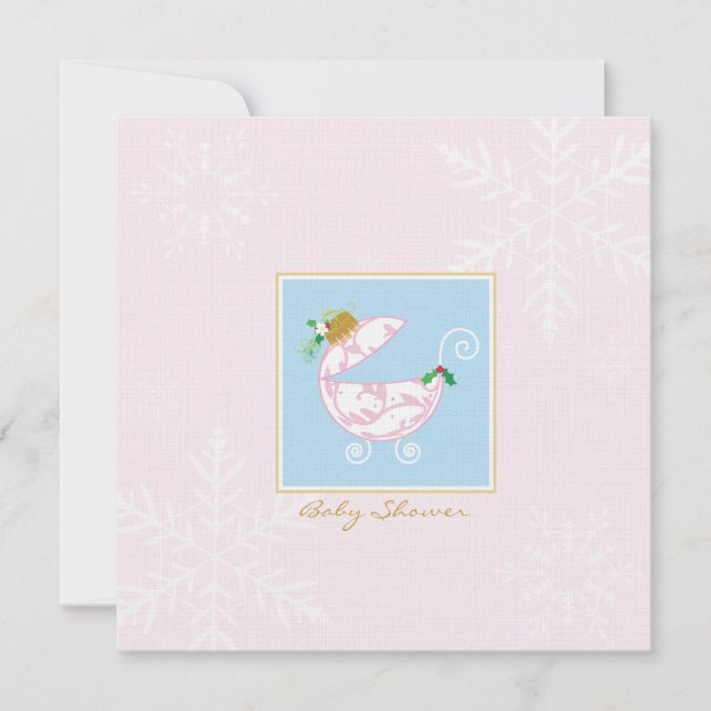 Chirstmas Bulb Carriage Baby Shower bjudning Inbjudningar (Framsida)