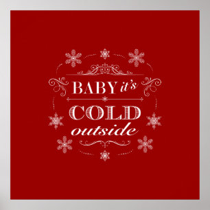 Chirstmas eller Apres-Ski Red and White Snöflingor Poster