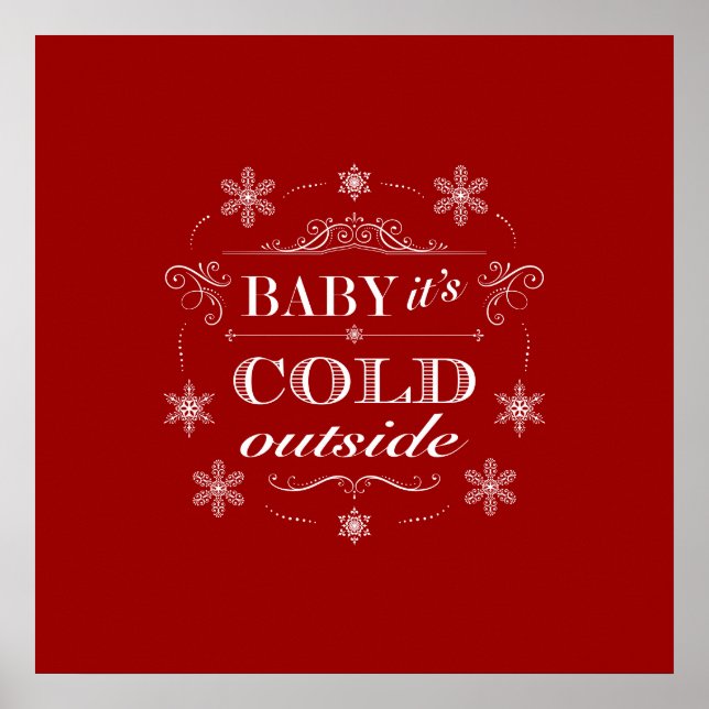 Chirstmas eller Apres-Ski Red and White Snöflingor Poster (Framsidan)