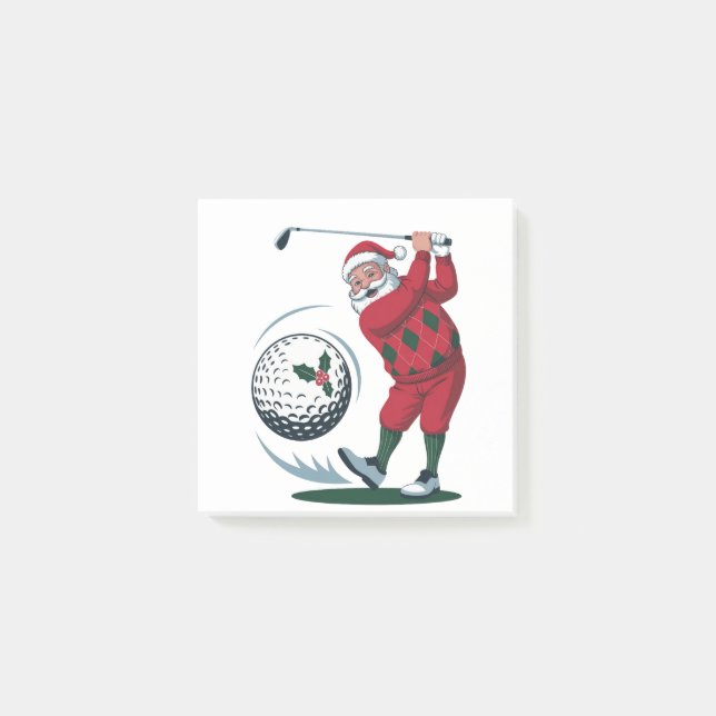 Chirstmas Fantasy Golf Spela Jultomten Post-it Block (Framsida)