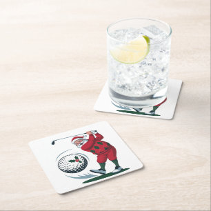 Chirstmas Fantasy Golf Spela Jultomten Underlägg Papper Kvadrat