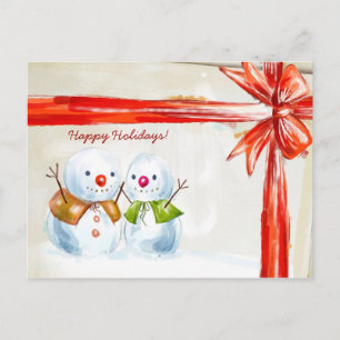 Chirstmas-Snögubbar Helg Vykort
