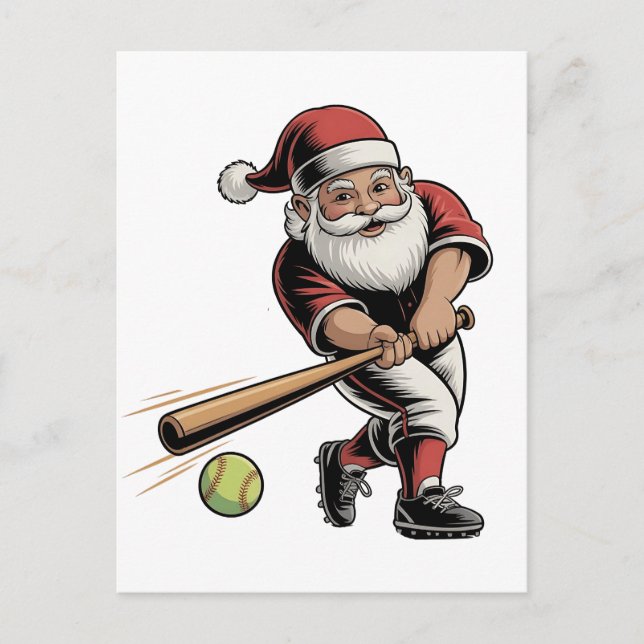 Chirstmas Softball Spela Jultomten Sport Meddelande Vykort (Framsida)