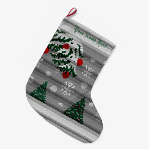 Chirstmas Stocking Anpassningsbar Blue jul Stockin Stor Julstrumpa