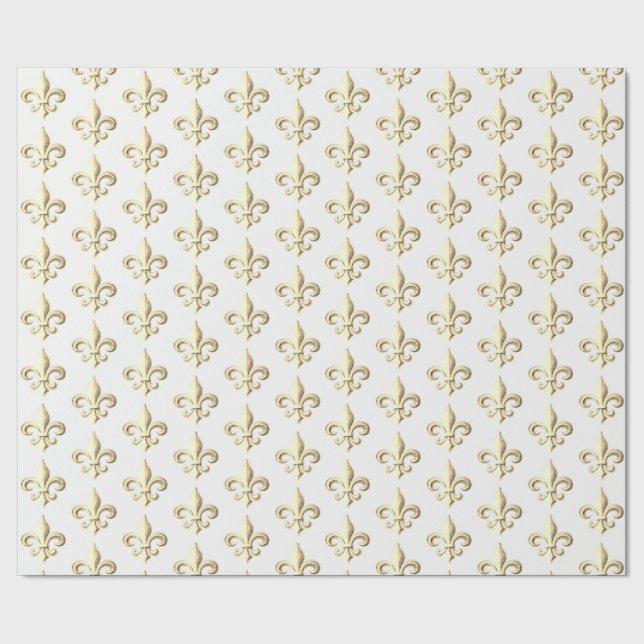 Chiseled MetallicGold Heraldic Fleur de lis Paris Presentpapper (Seam)