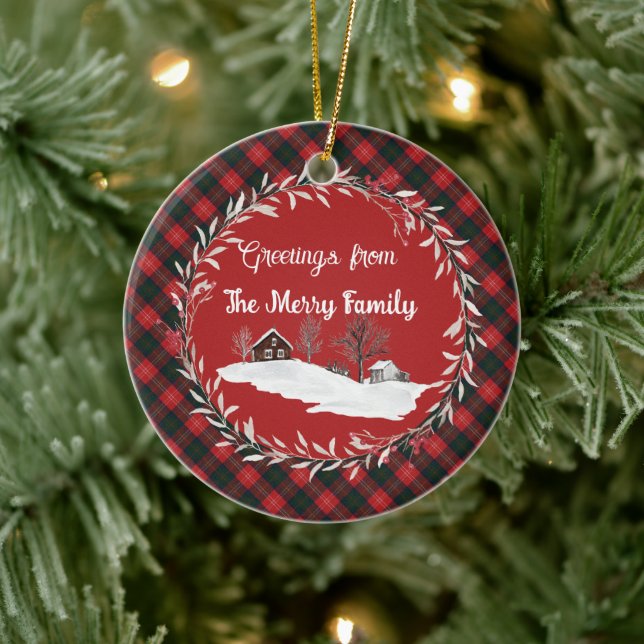 Chisholm Modern Original Scottish Tartan Julgransprydnad Keramik (Träd)