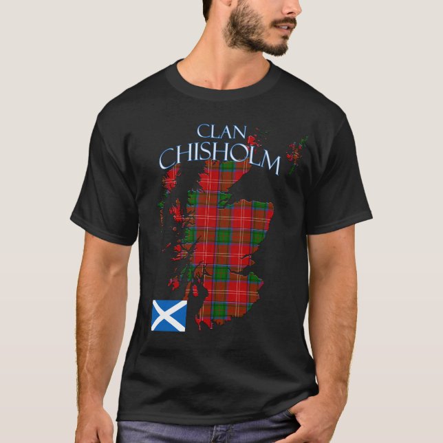 Chisholm Scottish Klan Tartan Scotland T Shirt (Framsida)