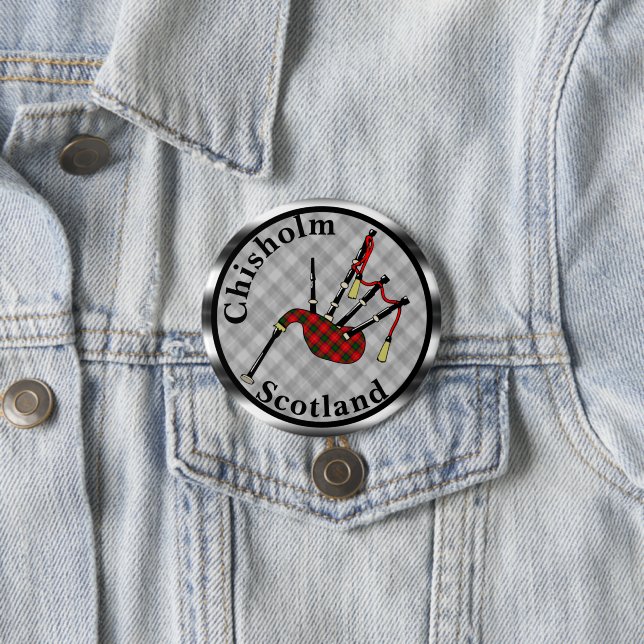 Chisholm Tartan Bagpipes Knapp (In Situ)