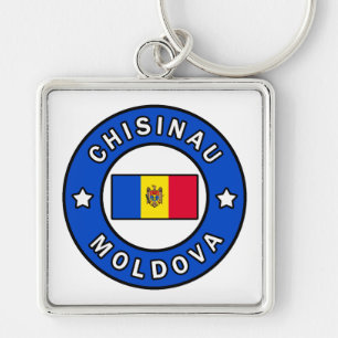 Chisinau Moldova Fyrkantig Silverfärgad Nyckelring