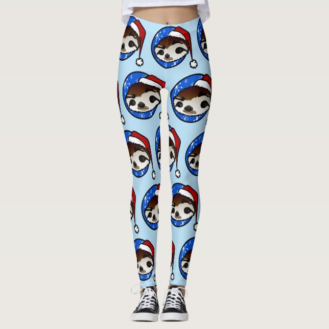 CHISTMAS HELGDAG SLOTH SANTA MÖNSTER LEGGINGS (Framsida)
