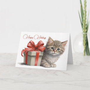 Chistmas Kattunge med Gift Box Kort