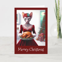Chistmas-kort | Sphynx Cat Dam Julafton Turkiet