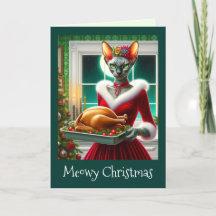 Chistmas-kort | Sphynx Cat Dam Julafton Turkiet
