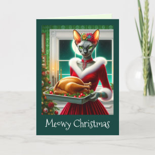 Chistmas-kort Sphynx Cat Dam Julafton Turkiet Kort
