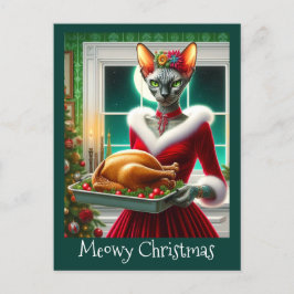 Chistmas-kort | Sphynx Cat Dam Julafton Turkiet Vykort